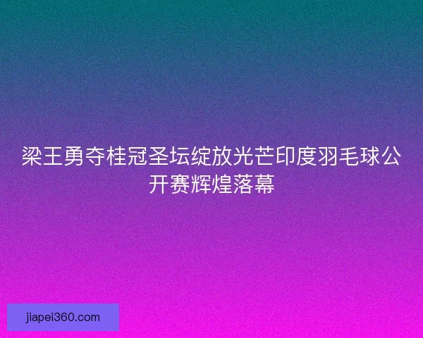 梁王勇夺桂冠圣坛绽放光芒印度羽毛球公开赛辉煌落幕